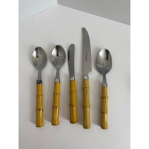 Mixed Lot Hampton Silversmiths/ Cambridge Bamboo Flatware‎ Spoons Knives